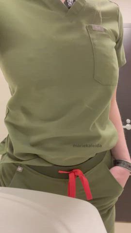 Oops, my nipples are showing through my scrubs ;) [drop]