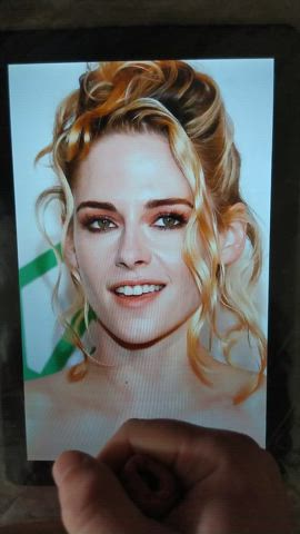 blonde celebrity cum cumshot facial kristen stewart tribute gif