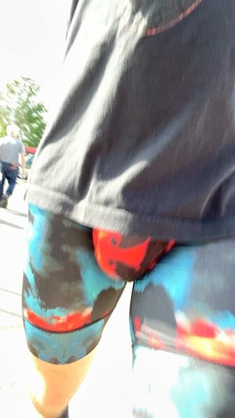 a quick trip to the grocery in cycling shorts