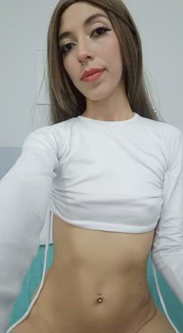 Latina Long Hair Piercing Sensual Skinny Small Tits Tight Pussy Tits Topless gif