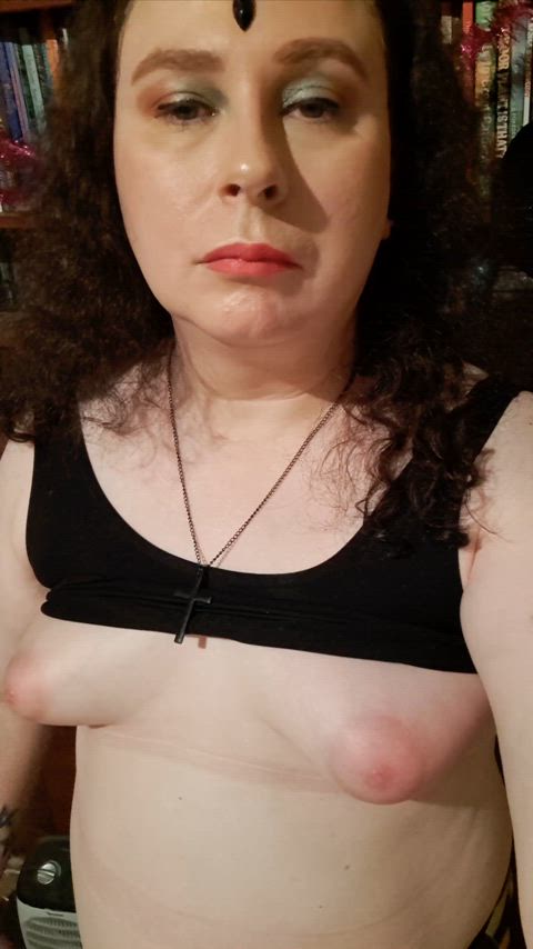 bbw chubby licking nipple nipple play small tits tits tongue trans transexual gif