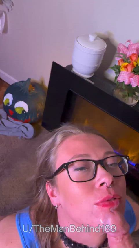 amateur blonde blowjob cum in mouth cum licking deepthroat milf throat fuck throated