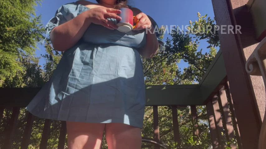 Enjoy seeing my fat tits out and around your cock?