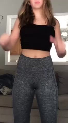 More of me in leggings 🥹 having thoughts of someone pulling them off and bending