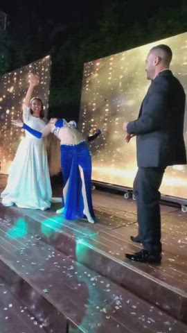 belly button bride dancing wedding gif