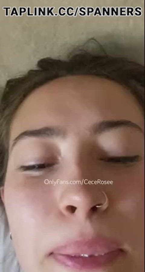 brunette cumshot facial leaking onlyfans teen gif