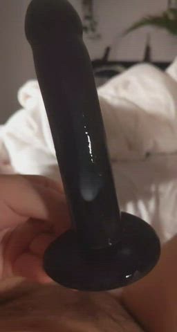 Creamy Dildo Hairy Hairy Pussy Wet gif