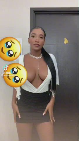 Dancing Downblouse Ebony Nipslip Tits gif