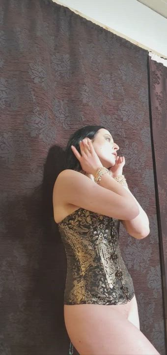 Brunette Corset Model gif