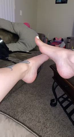 Get on the floor like a good boy and lick mommy’s feet squeaky clean. 🧼