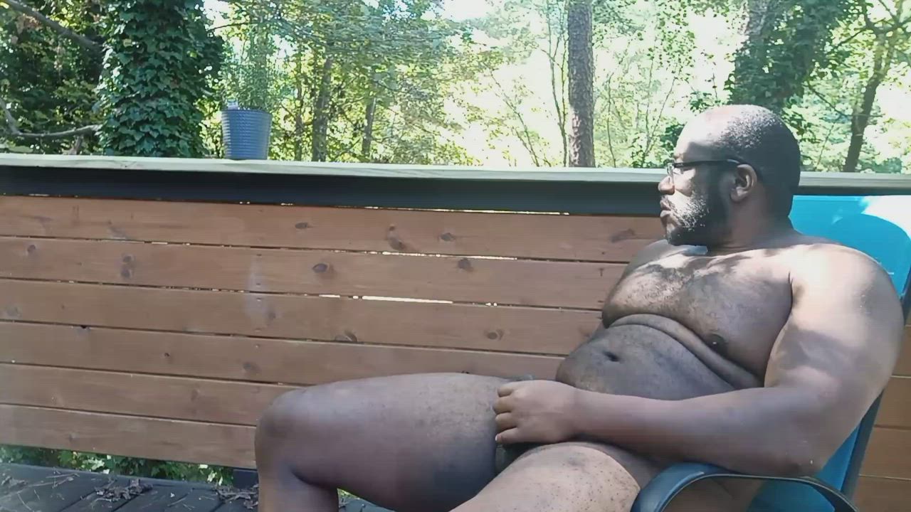 Daddy bear just waiting for his tiny chaser