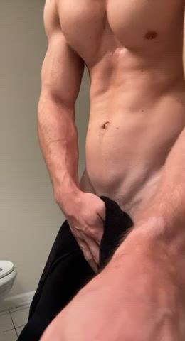 abs balls big dick cock jock male masturbation penis rubbing strip gif