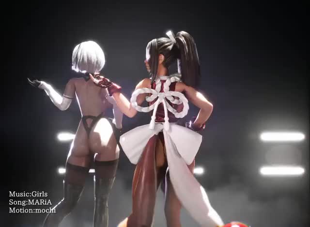 2B and Mai Shiranui dancing