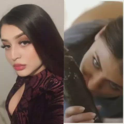 bbc babecock big dick blowjob brunette cousin deepthroat latina gif