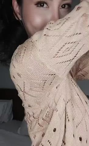 Asian Big Tits MILF See Through Clothing Sheer Clothes Smile gif