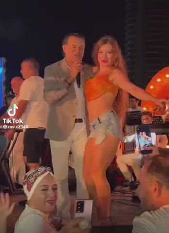 beautiful agony big tits jean shorts gif