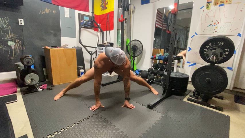 cock gym male masturbation muscles workout gif