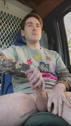 jerking off in the work truck