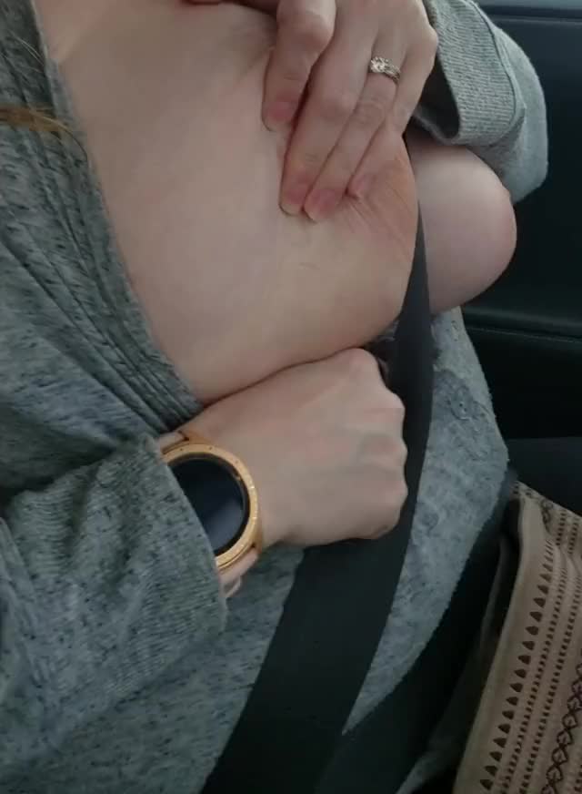 Jess driving topless