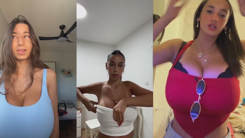 babe big tits boobs cleavage israeli split screen porn tanned teen teens tiktok gif