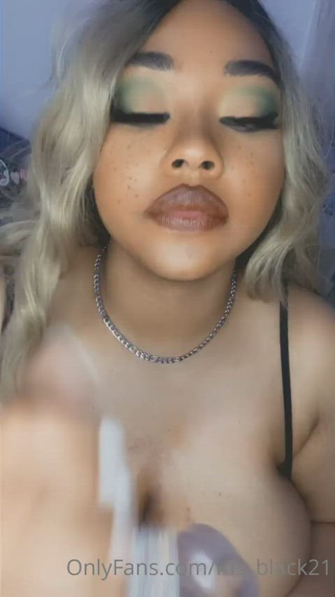 bbw big tits blowjob boobs ebony homemade natural tits onlyfans solo tits gif