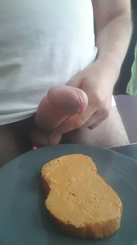 Multiple cumshots on peanut butter bread