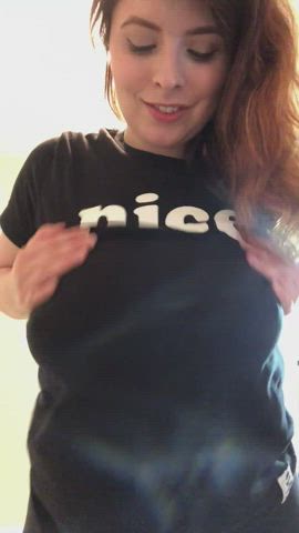 Amateur Big Tits Homemade Redhead Titty Drop gif