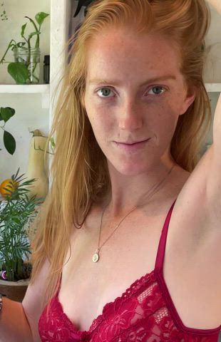 Cute Lingerie Redhead gif