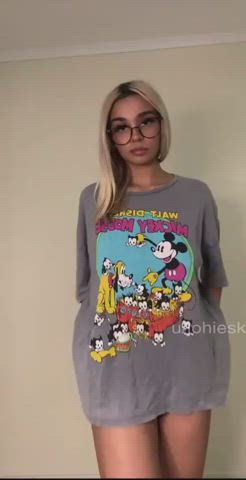 Blonde Boobs Glasses gif