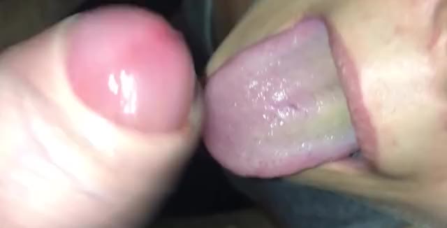 pumping out a load onto her tongue.. she swallowed