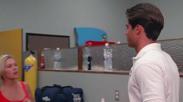 Nicole Eggert - Baywatch - S4E6 - walking through locker room in red swimsuit