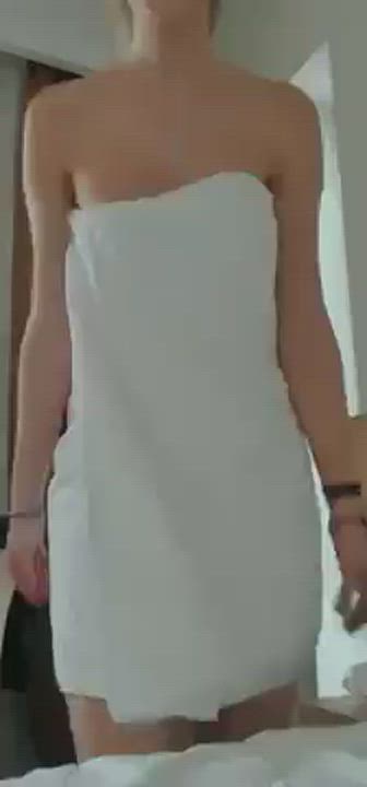 Big Tits Naked Towel gif