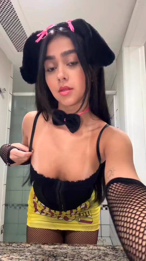 amateur anal brunette cute homemade latina lingerie natural tits teen gif