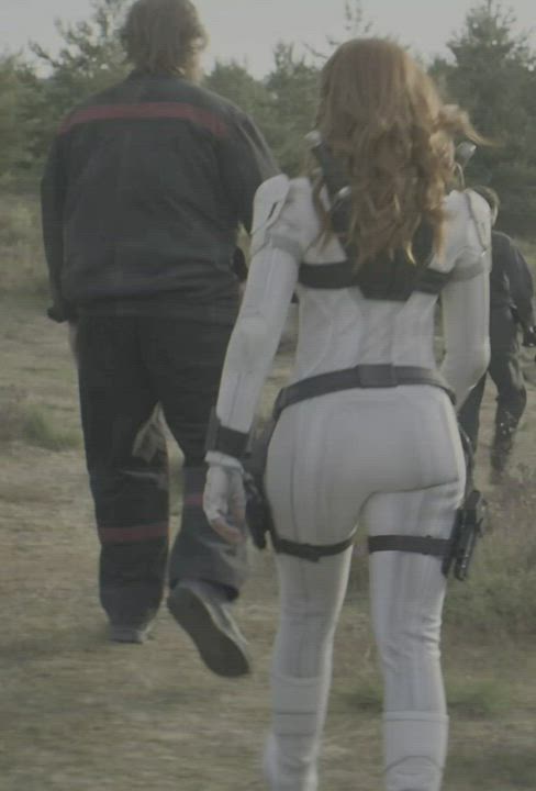 Ass in white dress