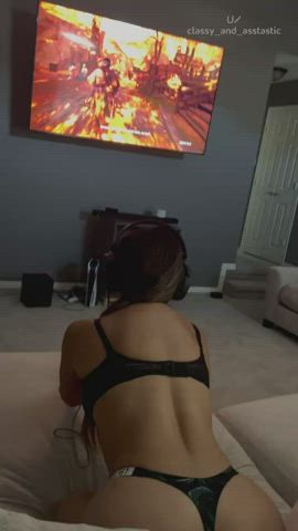 gamer girl milf thong gif