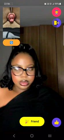 Girl reacting to my caged cock