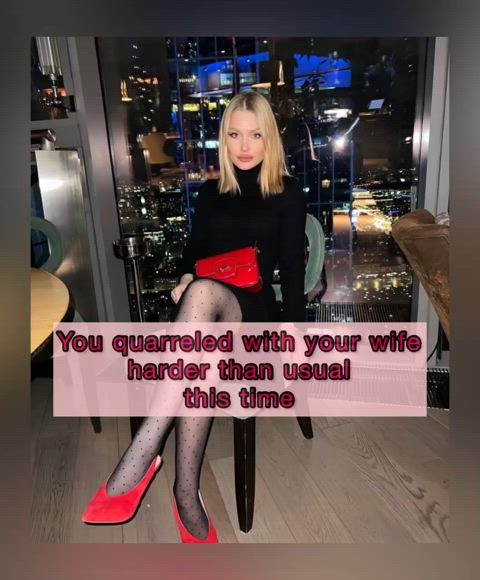 blonde caption cheating cuckold hotwife pantyhose wife gif