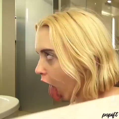 blowjob chloe cherry deepthroat drool drooling rough sloppy spit throat fuck gif