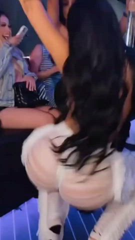 ass babe big ass brunette clothed club latina pole dance twerking gif