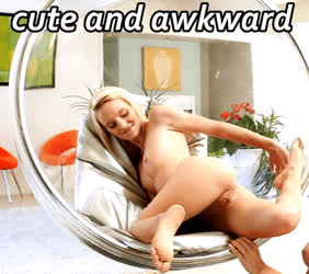 Blonde Caption Cute Legs Petite Pussy Short Hair Smile Tiny gif