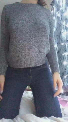 Brunette Jiggling Natural Tits Perky Teen gif