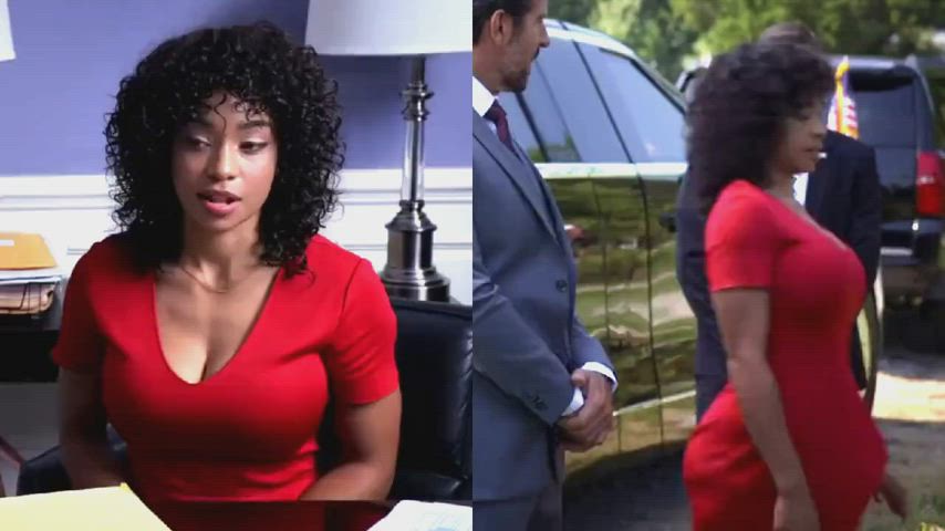 Big Ass Big Tits Booty Curly Hair Curvy Dress Ebony gif