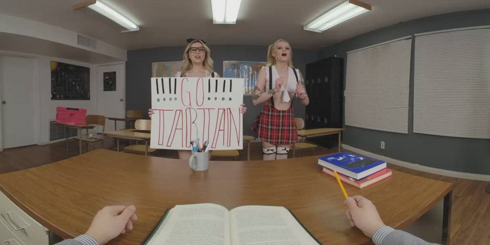 Big Tits Blonde Natural Tits POV Threesome VR gif