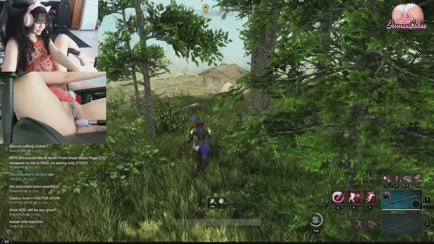 Playing New World while getting fucked by my fuck machine >:)