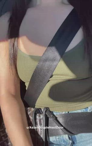 I’m always flashing my tits while driving! Hubby couldn’t resist giving my nipple