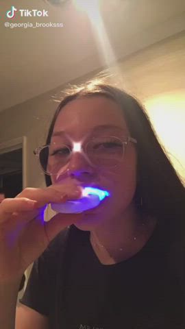 Brunette Glasses Pale Sloppy Spit TikTok gif