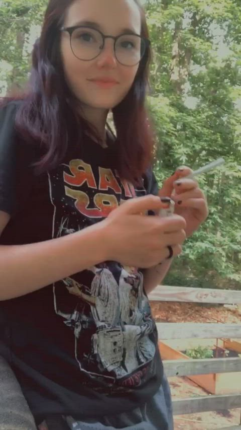 milf small tits smoking gif