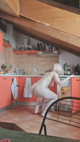 ass kitchen naked sideboob solo gif