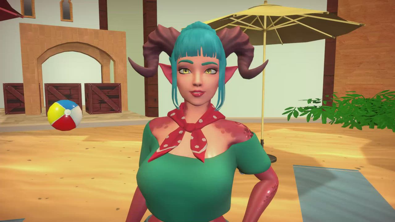 3d beach clothed gif