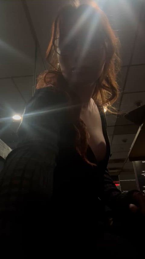 boobs glasses onlyfans petite public solo tease tits white girl gif